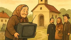 Banc: Bunico, unde mergi cu televizorul ăsta?