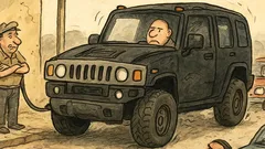 Banc: La benzinărie, un Hummer alimentează...