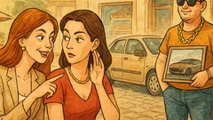 Banc: Două tipe discută la terasă