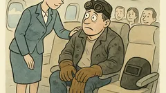 Banc: Însoțitoarea întreabă—Ați mai zburat vreodată?